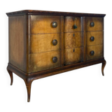 Commode italienne en placage et bois massif de noyer, années 1940-1950