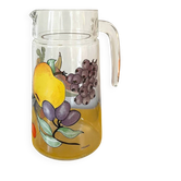 Carafe vintage en verre vintage avec fruits peints