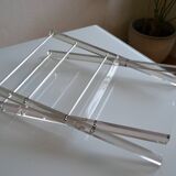 Modernist magazine holder Pop Space age smoked plexiglass vintage 70s