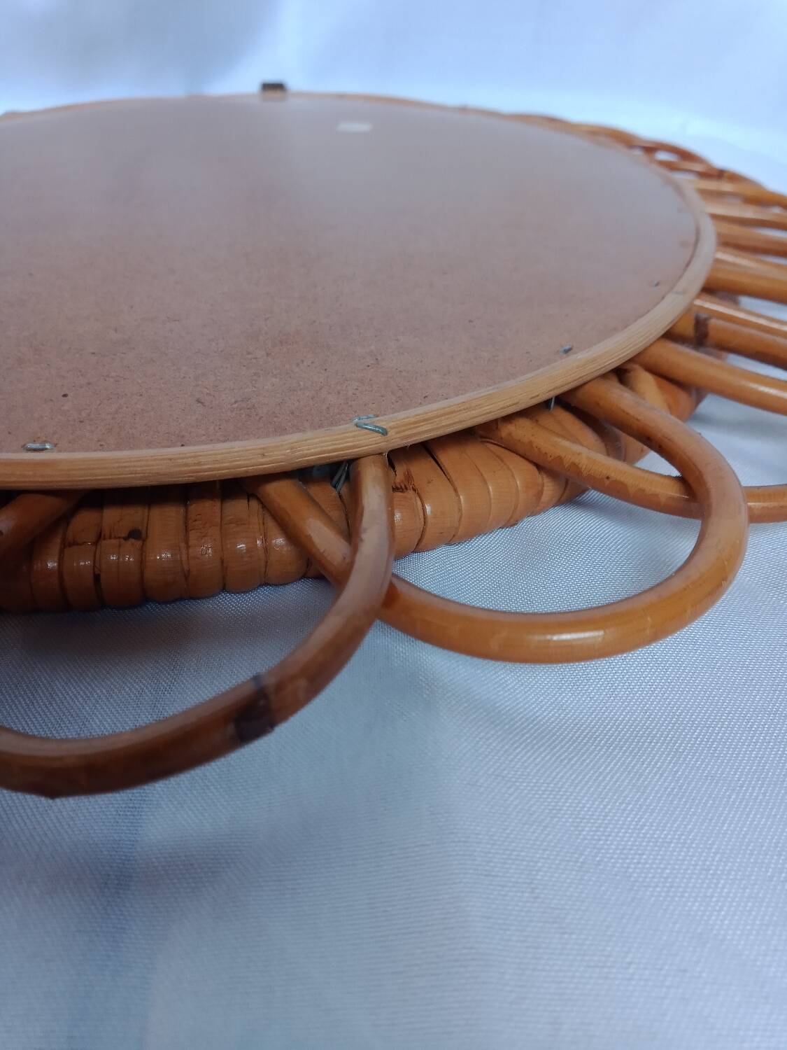 Oval rattan mirror from the 70s