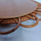 Oval rattan mirror from the 70s
