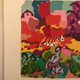 Charles lapicque, tiger hunt, 1961. original lithograph signed on the c