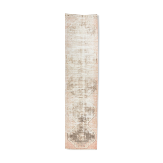 Distressed wool vintage runner rug 312x76cm