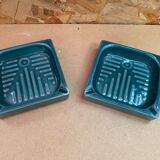 Paire ancien vide poche cendrier cec céramique verte décoration vintage