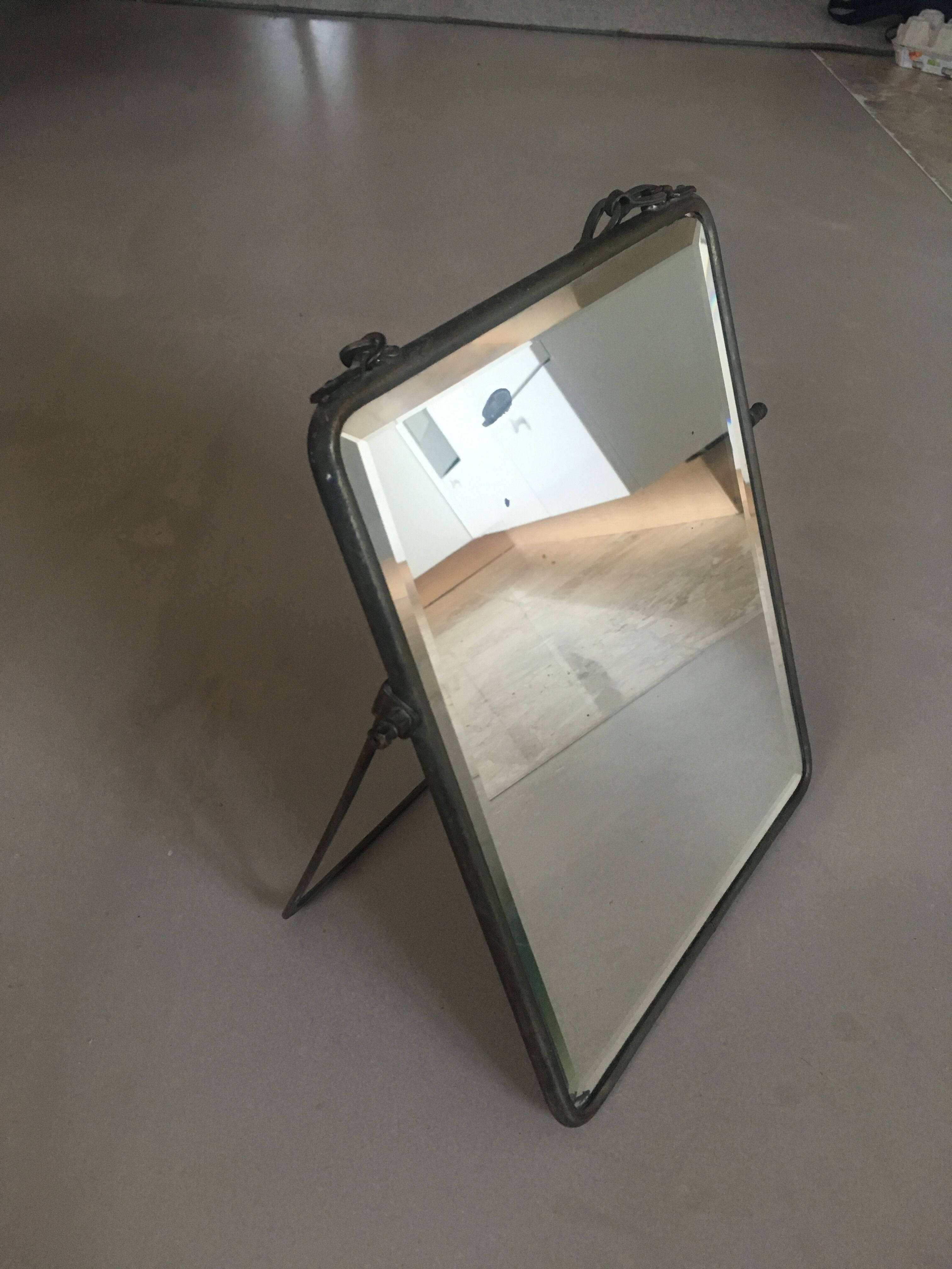 Large barber mirror to hang or lay 24x30cm