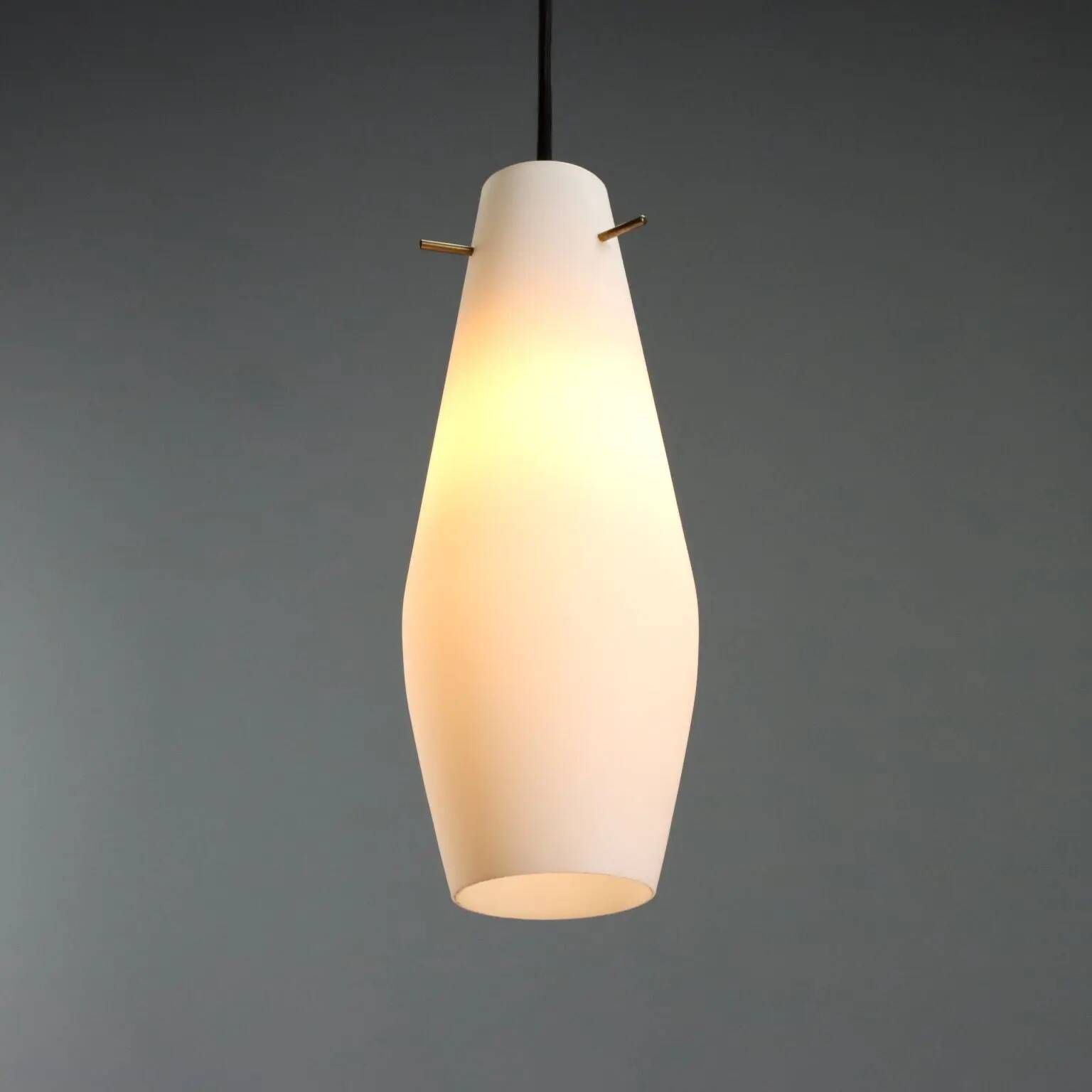 Vintage metal and opaline glass lamps, Italian design, 1960s.
