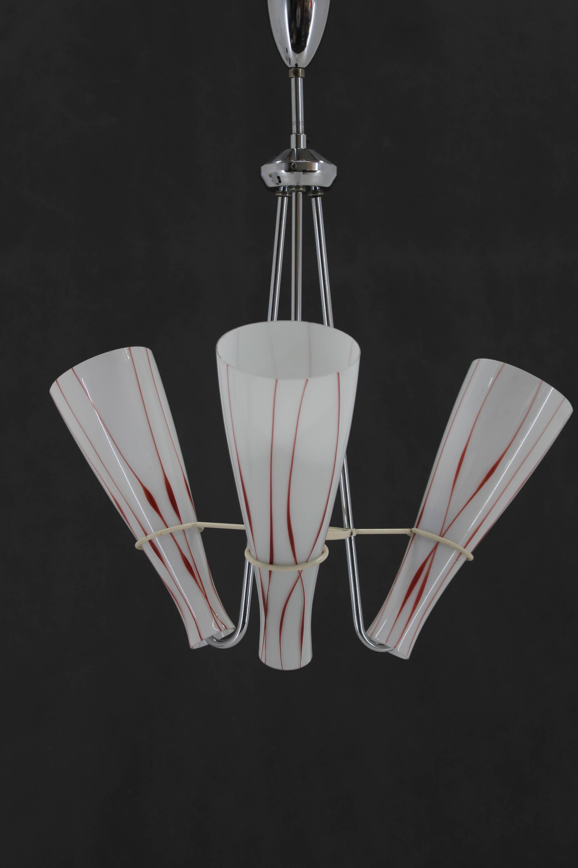 1970s Glass Chandelier , Czechoslovakia