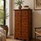 Tall Italian Chestnut Chest of Drawers with Brass Hardware, 1980s–1990s