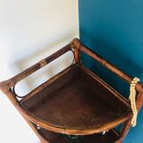 Rattan and bamboo corner shelf