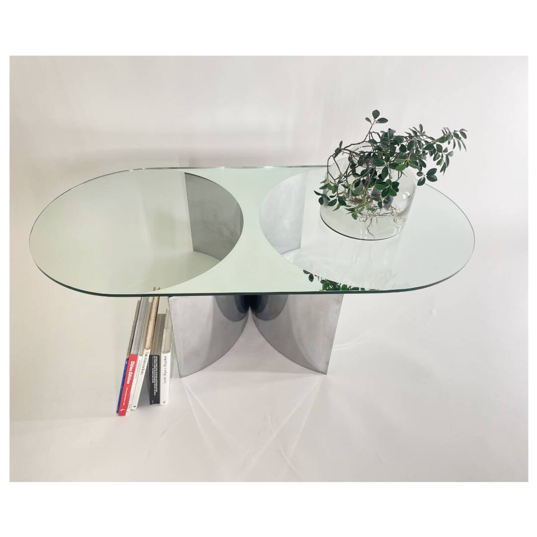 Silvered Crystal Coffee Table Jorn Mod. 3102 by G. Raimondi, Italy