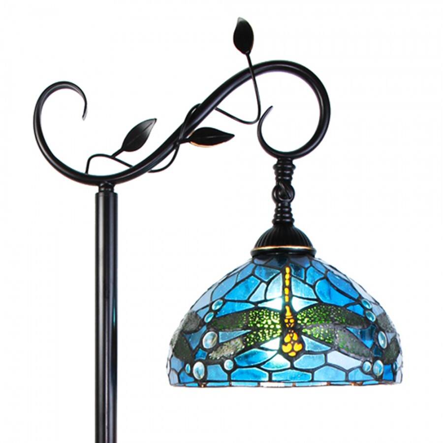 Lampadaire Tiffany rond Libellule bleu