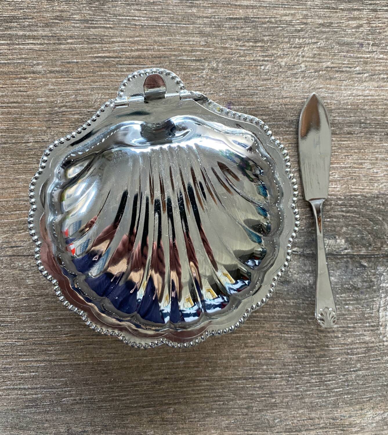Stainless steel shell butter dish
