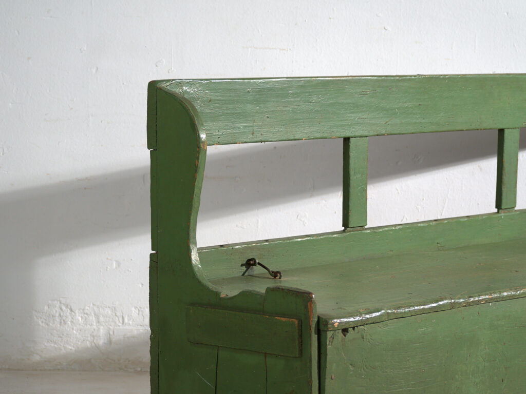 Antique painted pine bank safe – Central Europe, around 1900