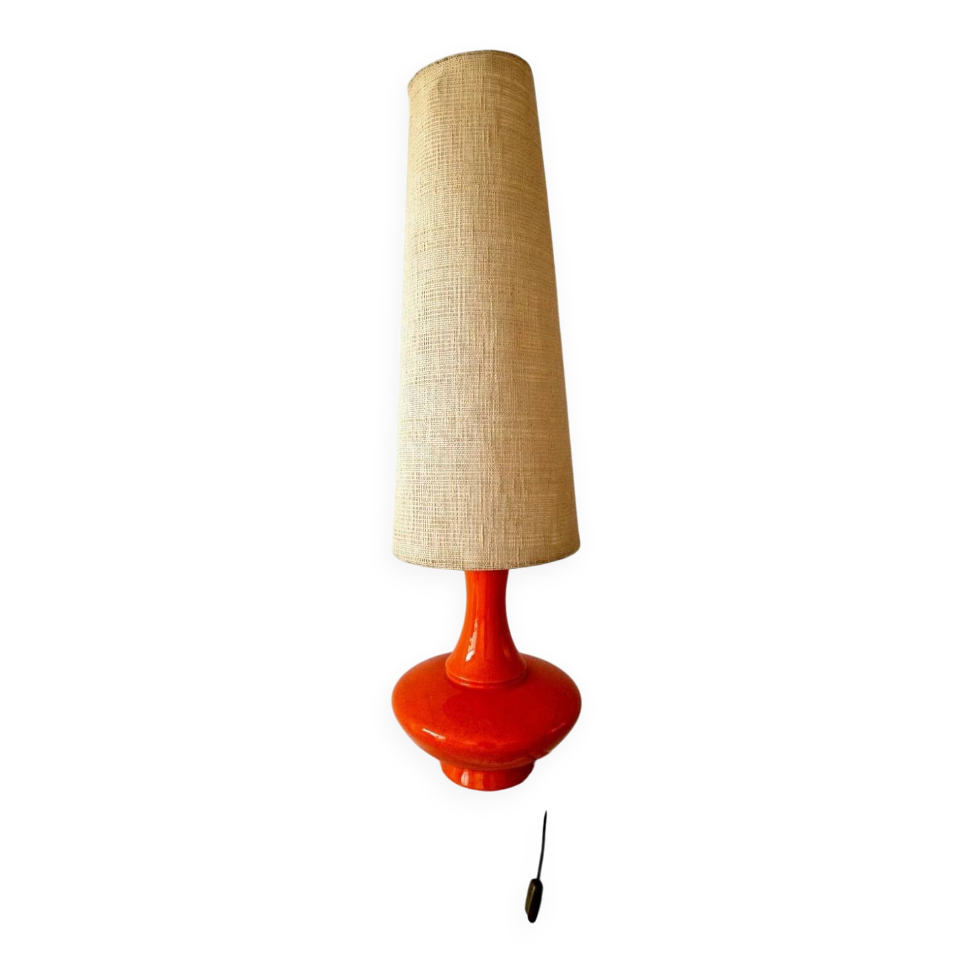 Mid Century Orange Ceramic Floor or Table Lamp 1960S Vintage Home