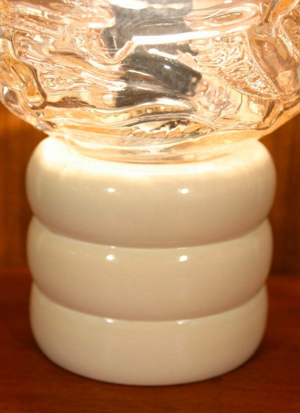 Table lamp, lacquered wood, textured molded glass 1960