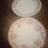 Vintage iron earthenware soup plate set