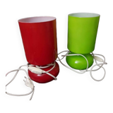 Duo of red and green lamps Lykta from Ikea
