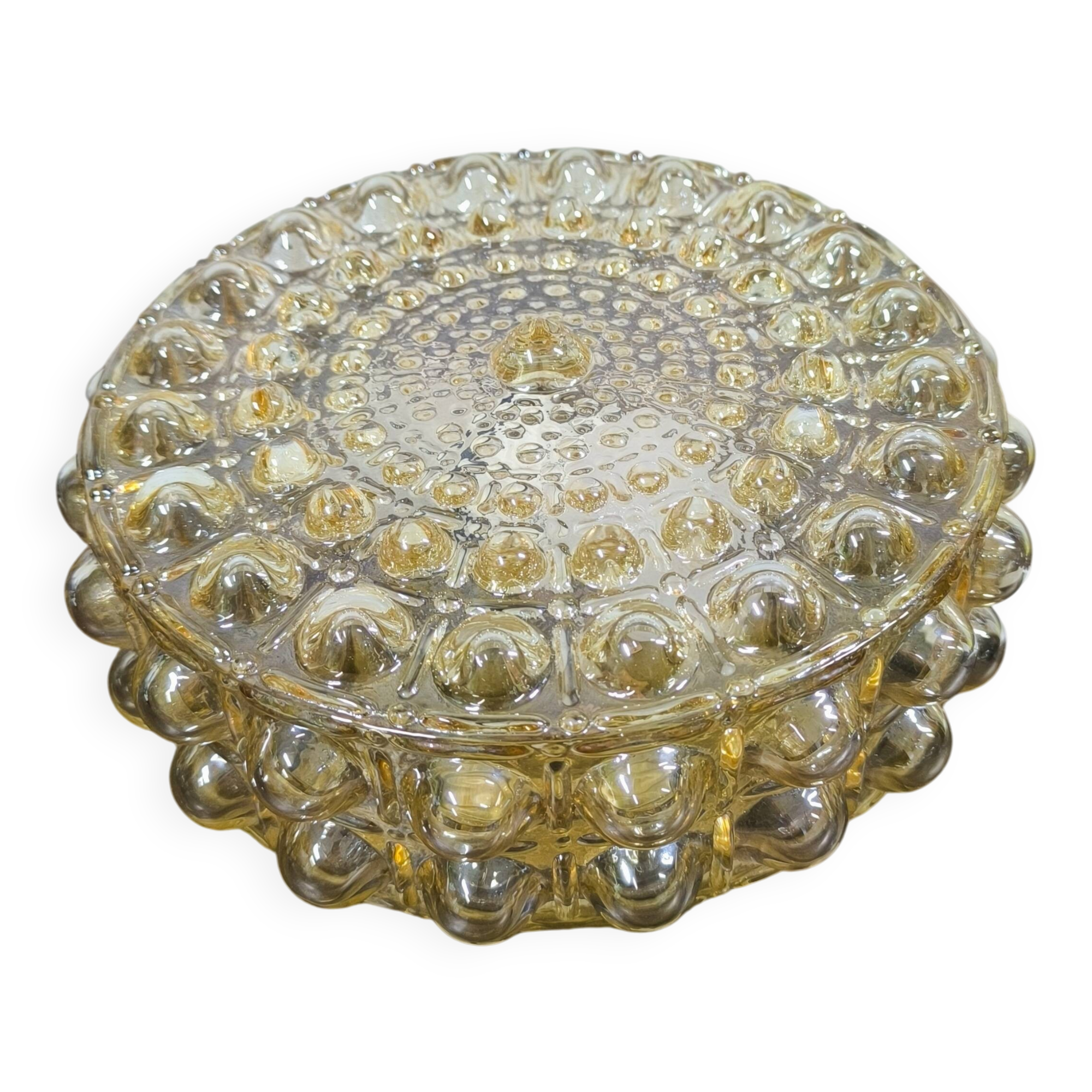 Amber bubble glass round ceiling light Philips 1960