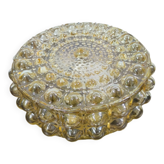 Amber bubble glass round ceiling light Philips 1960