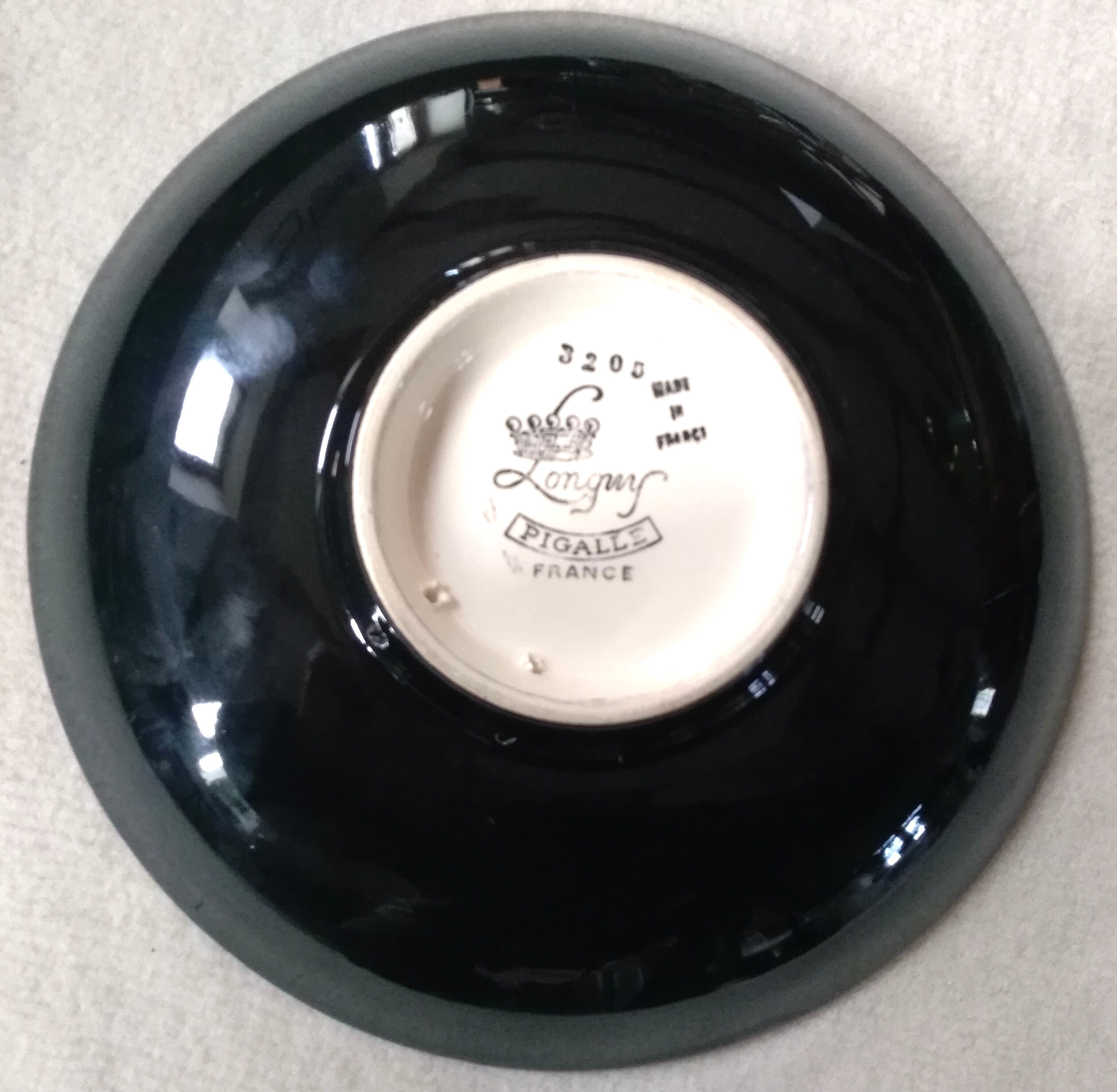 Longwy ceramic dish decorated Pigalle numbered