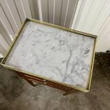 Louis XVI style bedside table in mahogany and marble
