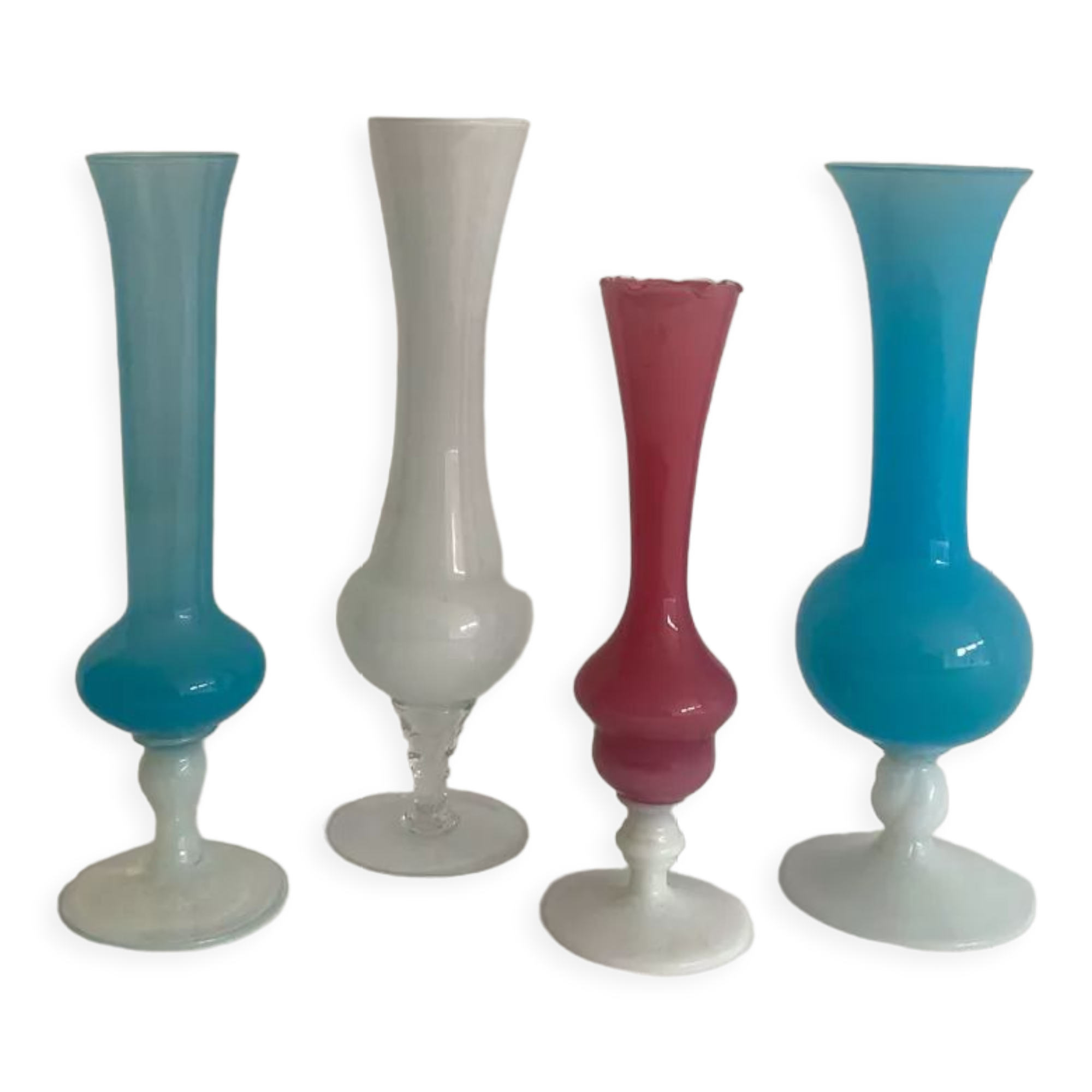 Set of 4 vintage opaline vases