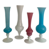 Set of 4 vintage opaline vases
