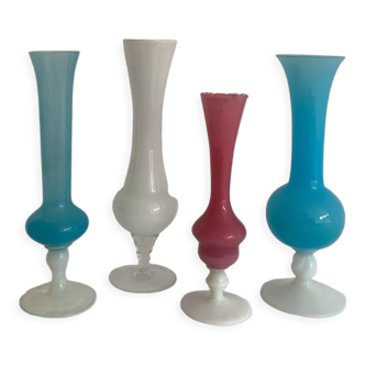 Set of 4 vintage opaline vases