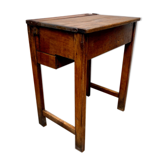 Vintage Wooden School Desk with Storage #D381