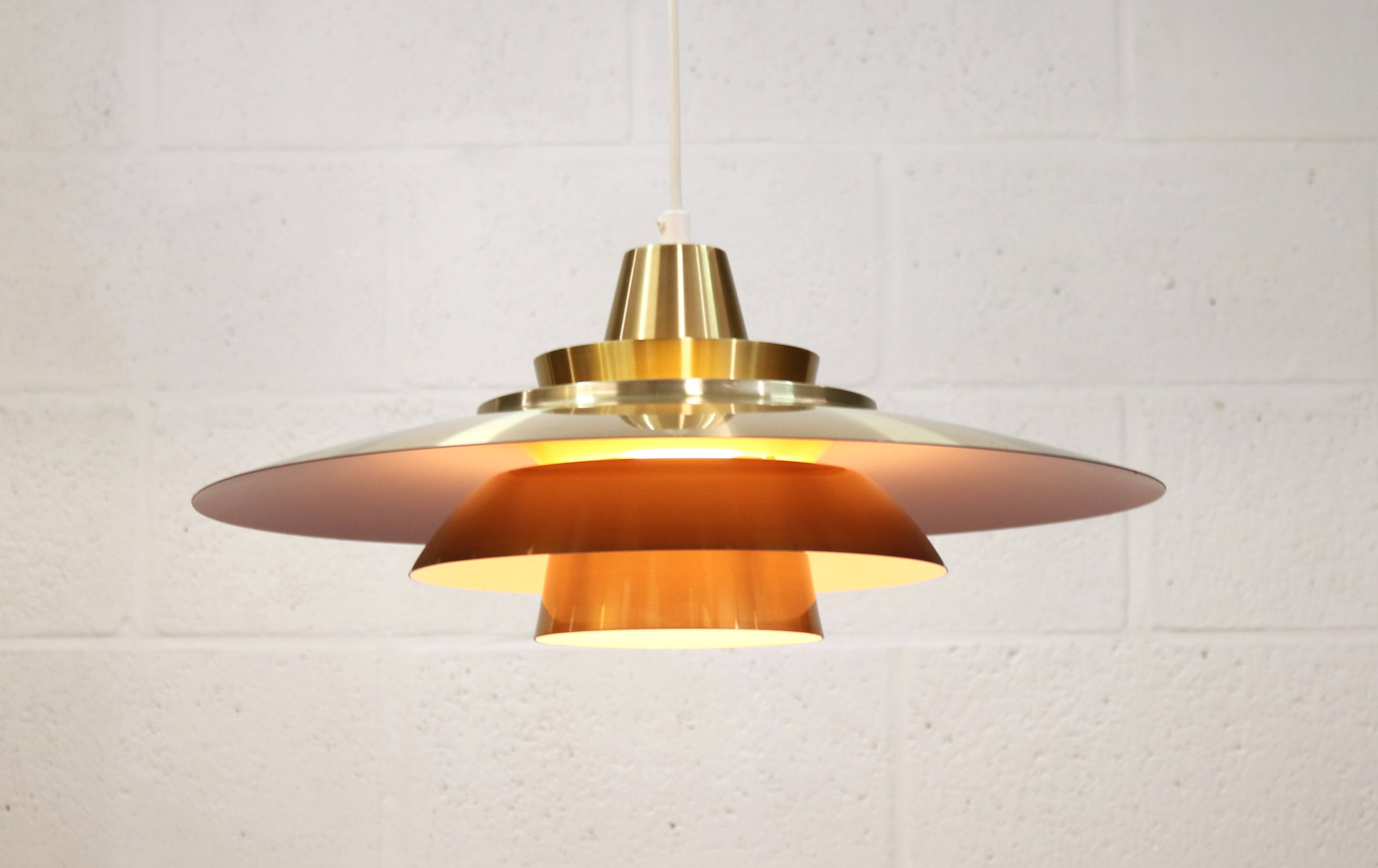 Rare David Mogensen Golden Pendant Lamp for Super Light : 1970s Scandinavia