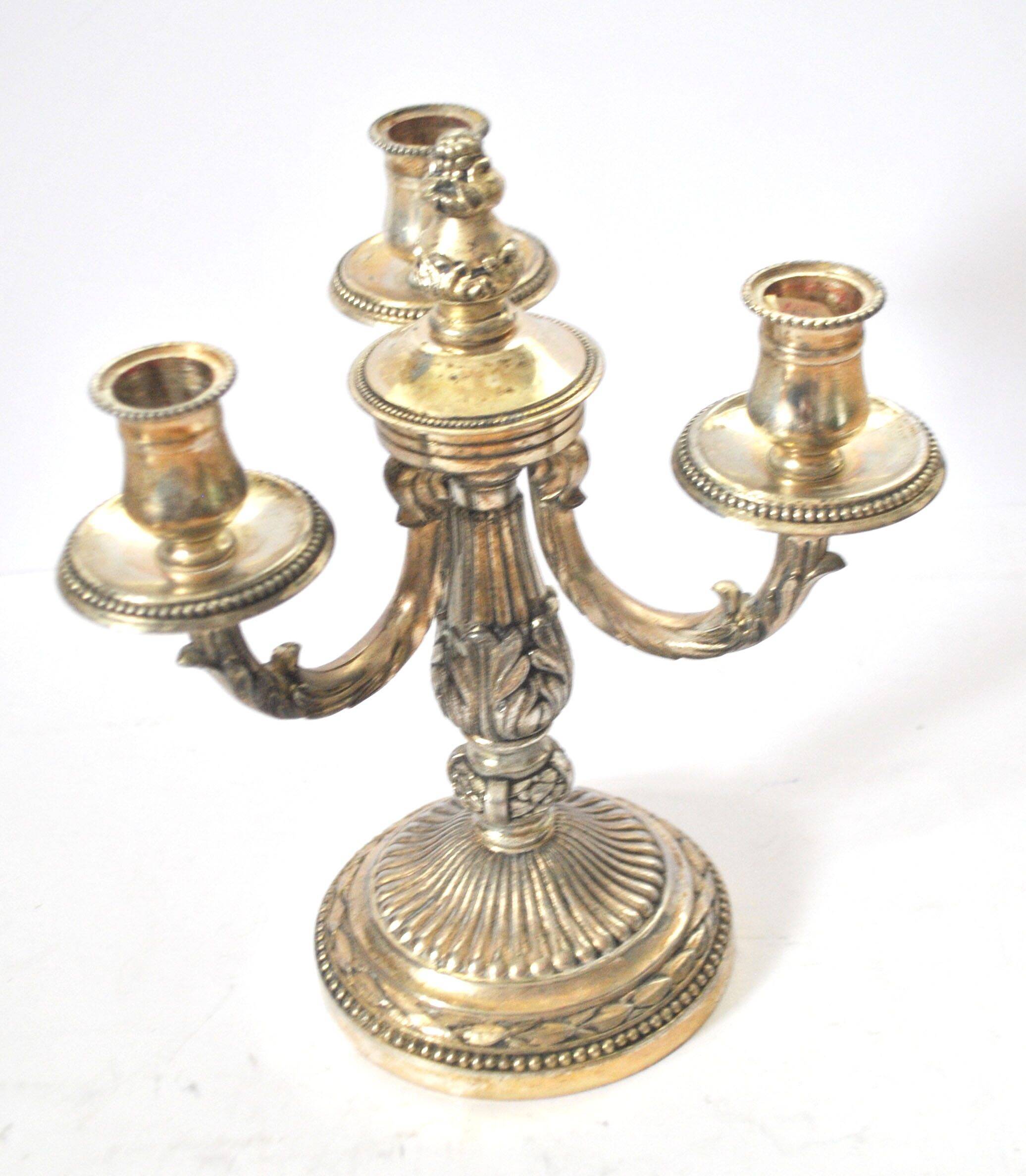 Vintage candlestick holder - 3-light metal candelabra