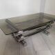 Table basse en métal chromé et verre fumé, années 70