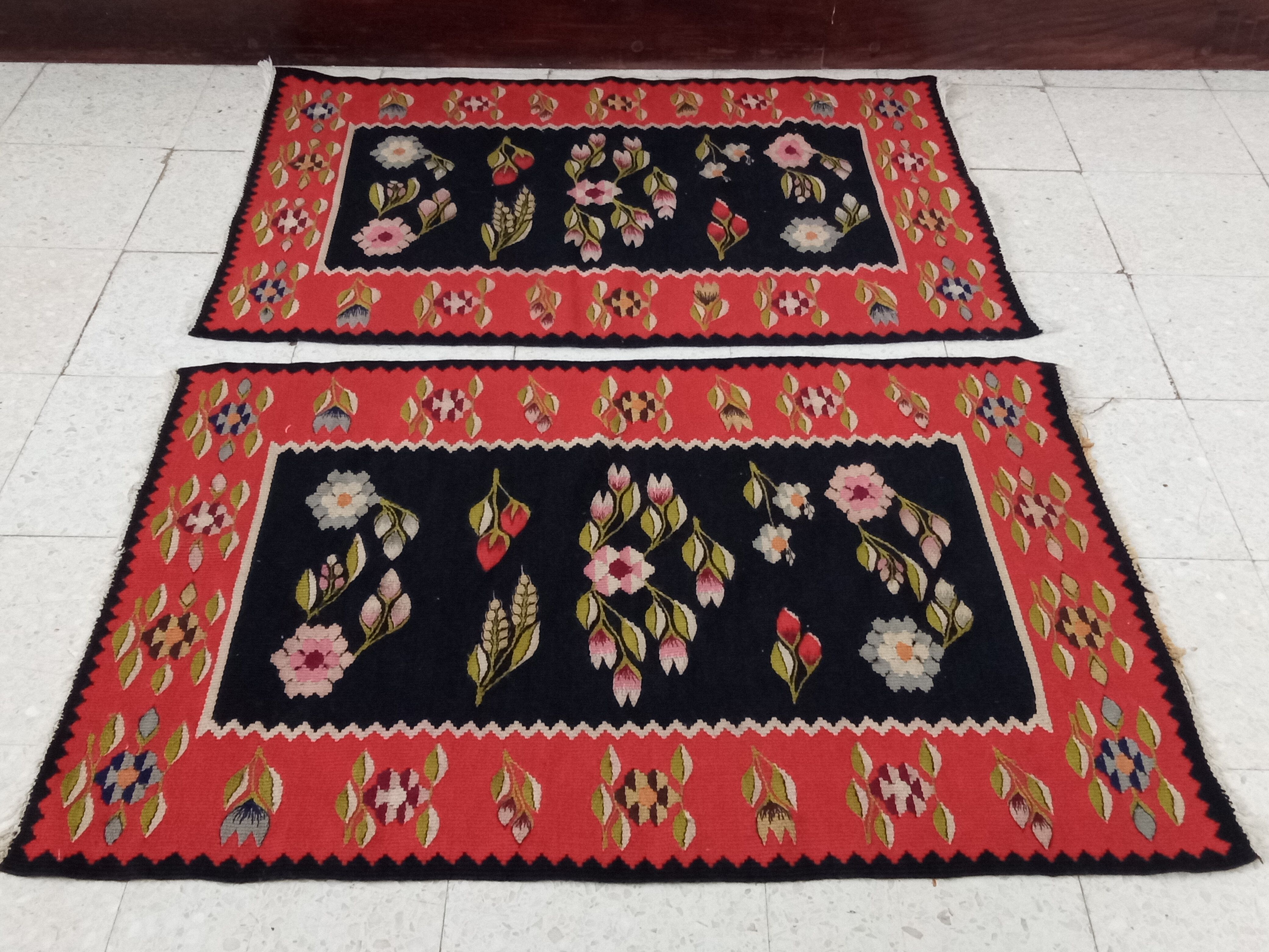 Pair of Moldovan kilim carpets