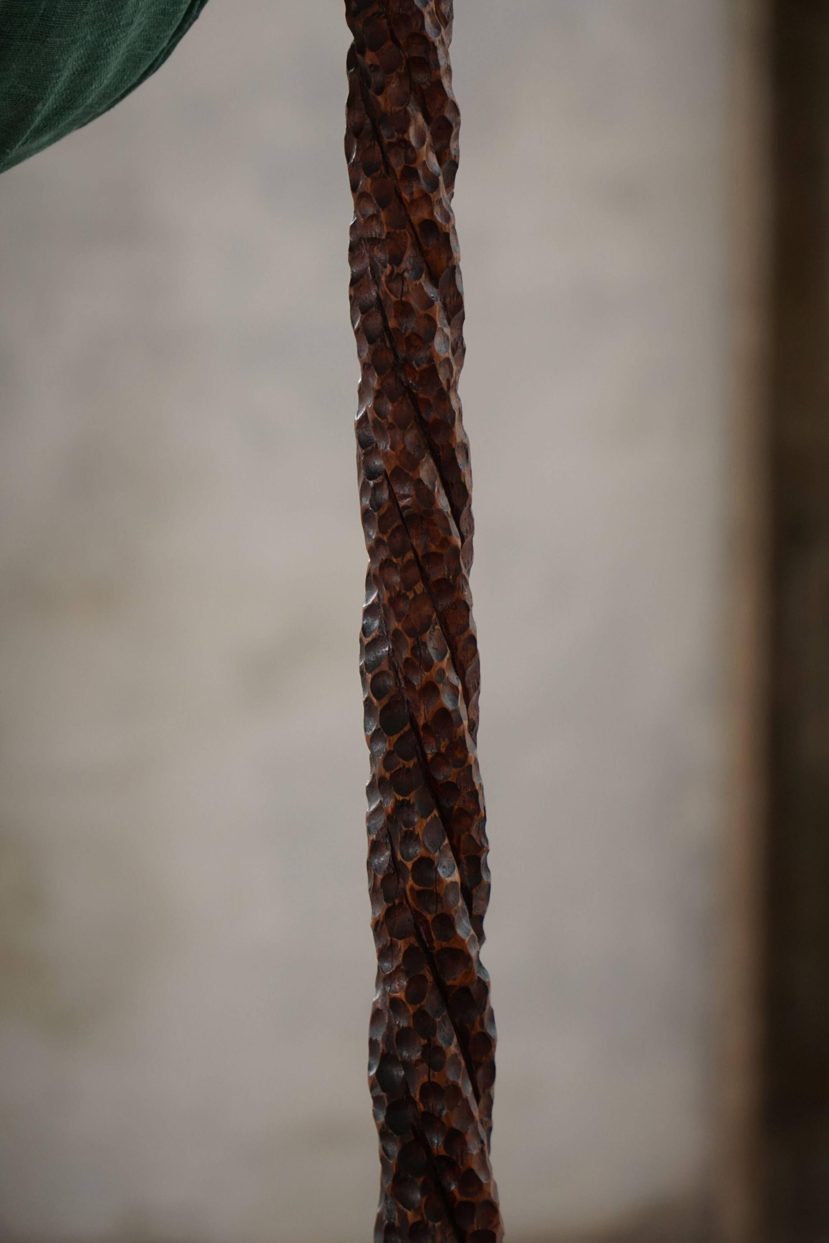 Organic Swedish floor lamp from the mid-century in burnt wood, Wabi Sabi, 1950s