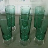 6 old champagne flutes luminarc green clear h14 cm