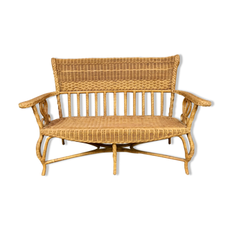 Art Nouveau wicker bench