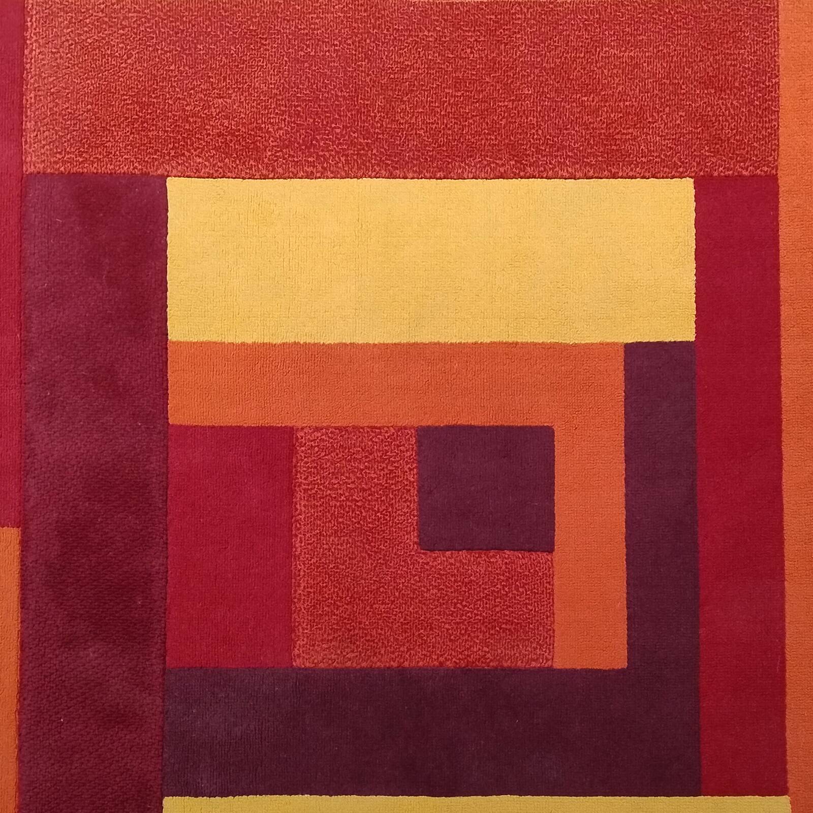 1970s Stunning Geometric Space Age Rug in Wool. Made in Italy