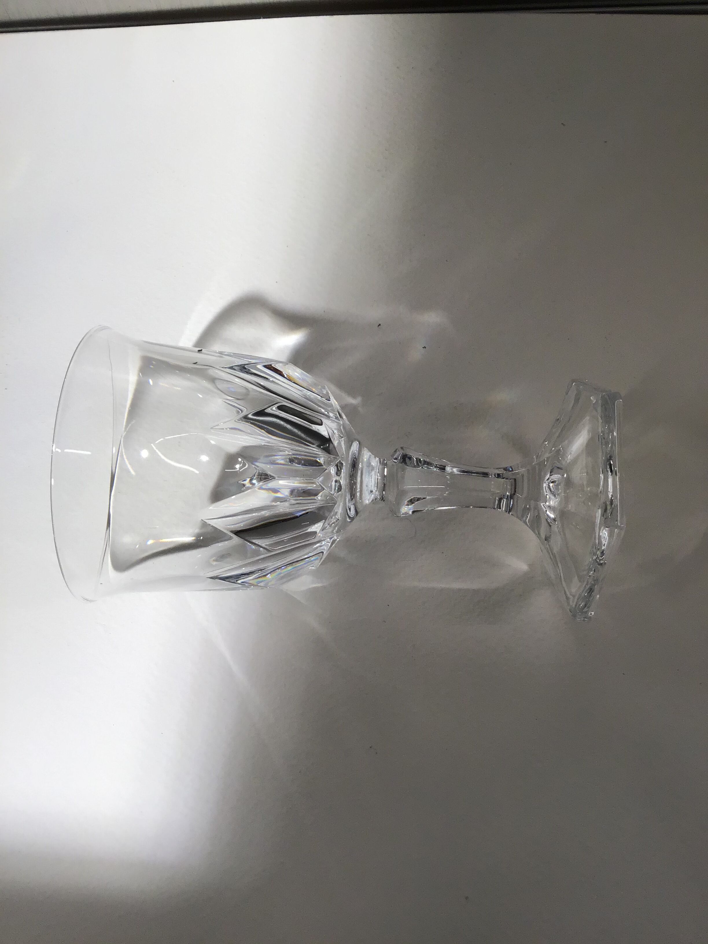 Lot of 6 crystal digestive glasses cut to octagonal feet early 20th century