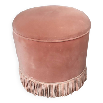 Ancien pouf coffre repose pied velours