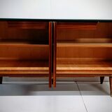 Vintage wooden low sideboard, compass feet