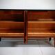 Vintage wooden low sideboard, compass feet