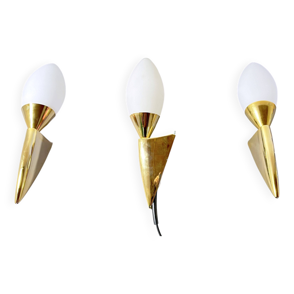 Paire d'Appliques Laiton et Verre Murano, Italie 1980s