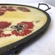 Vintage oval plateau in moulded resin and hammered metal, signed Datty.