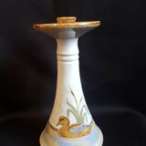 Pied de lampe forme bougeoir en grès artisanal