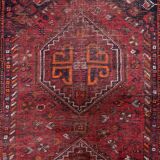 Antique Persian Shiraz handmade distressed rug 93 x 126 cm 1900s