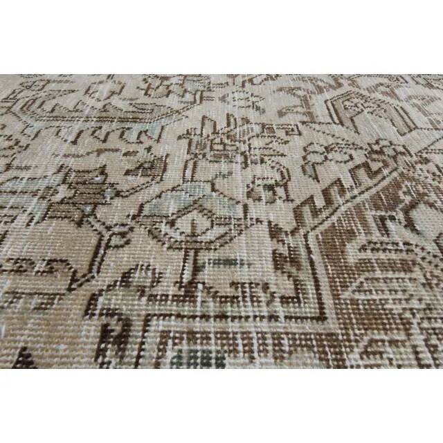 1970s Vintage Persian Handmade Wool Cotton Brown Area Rug 281x370