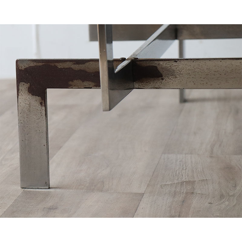 Vintage sculptural coffee table in glass and chromed metal 1970