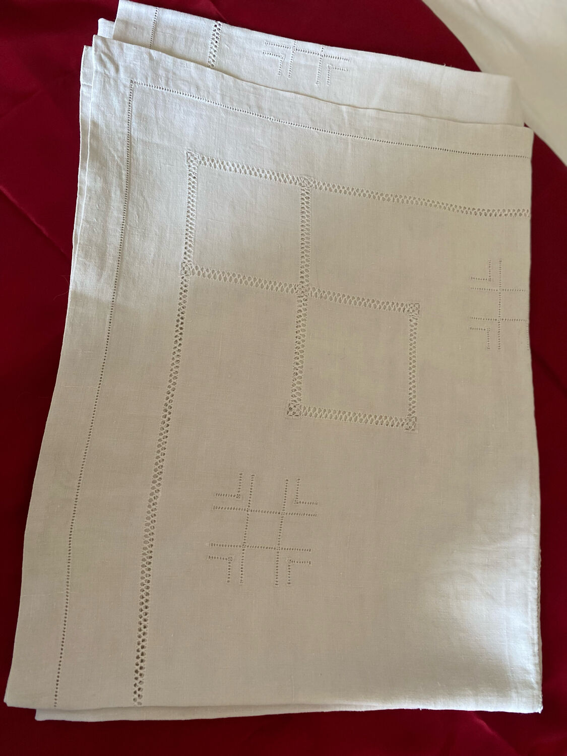 Embroidered linen tablecloth