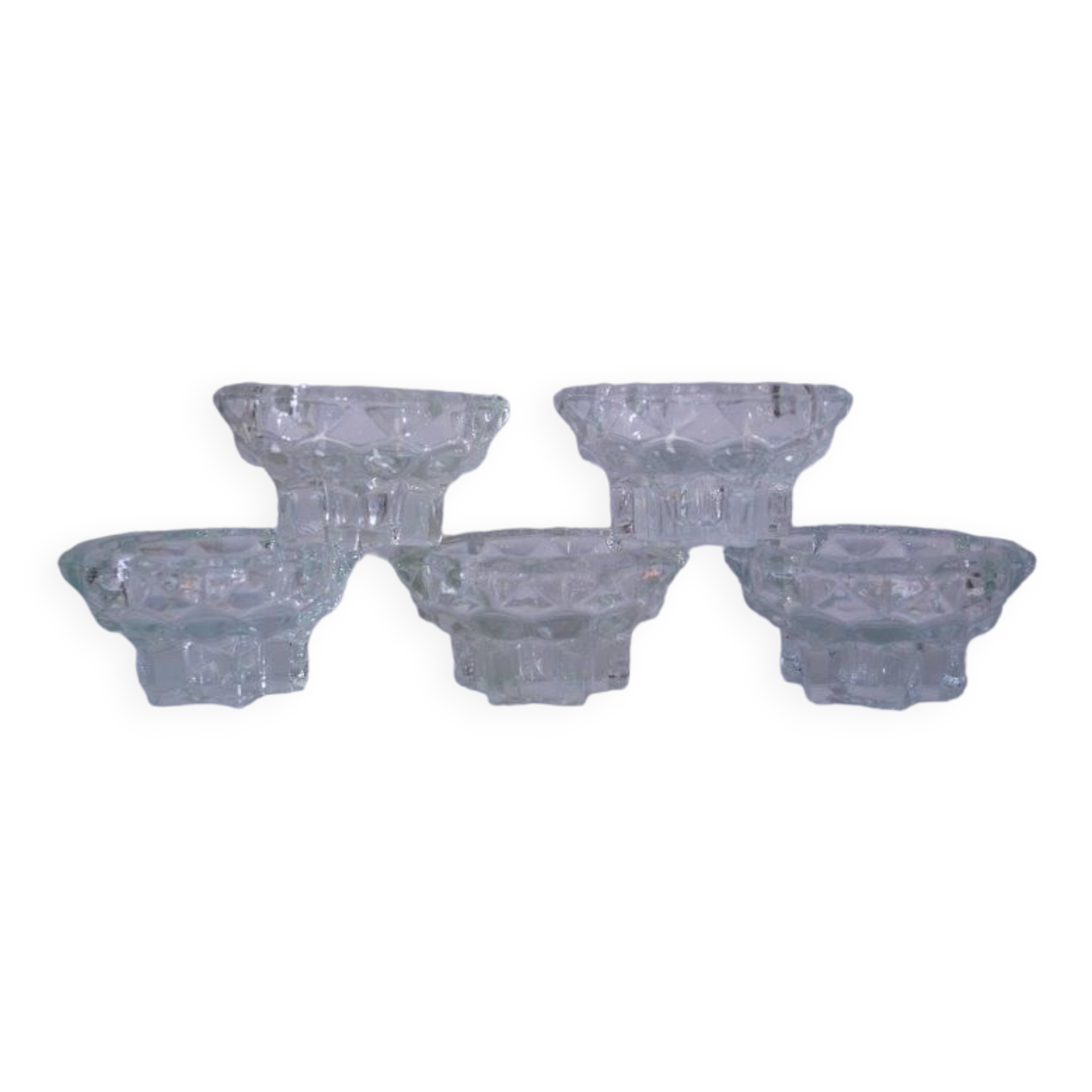 Set of 5 glass candle holders, star shape