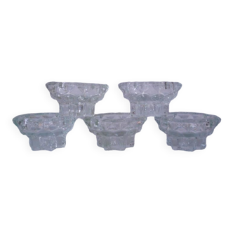 Set of 5 glass candle holders, star shape